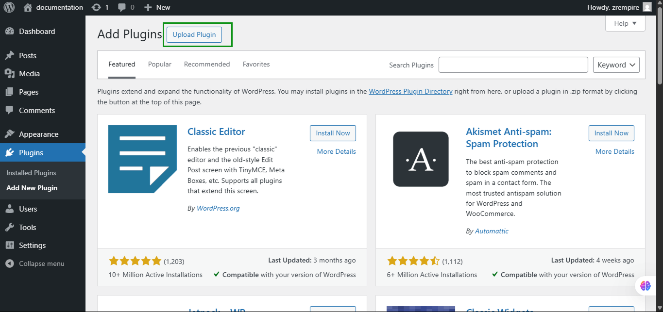 Subir plugin